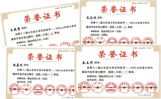 曲阜师大学子在省大学生服务外包外语大赛中获佳绩