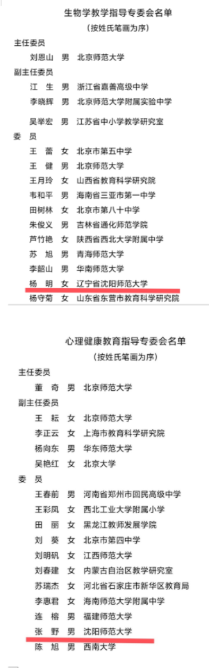 沈阳师范大学两位教授获聘教育部基础教育教学指导专业委员会委员